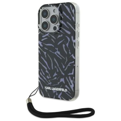 Etui Karl Lagerfeld Zebra With Cord na iPhone 16 Pro - fioletowe