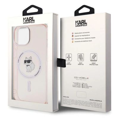 8. Etui Karl Lagerfeld IML Choupette MagSafe na iPhone 15 - różowe