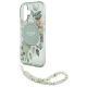 5. Etui Guess IML Flowers With Pearl Strap MagSafe na iPhone 16 Plus - zielone