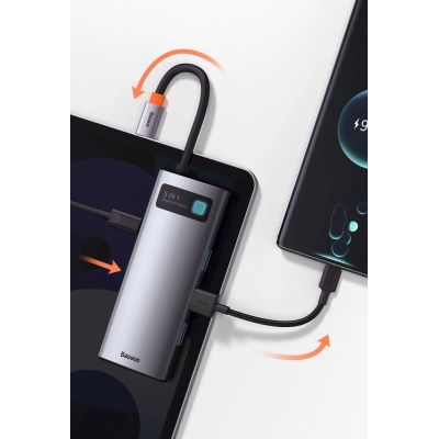 13. Baseus Metal Gleam 5w1 wielofunkcyjny HUB USB Typ C - USB Typ C Power Delivery 100 W / HDMI 4K 30 Hz / 3x USB 3.2 Gen 1 Szary (CAHUB-CX0G)