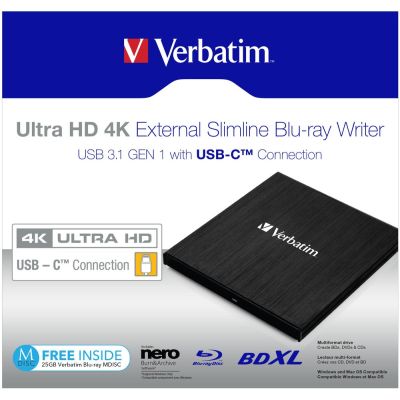 6. VERBATIM NAPĘD ZEWNĘTRZNY BLU-RAY X6 ULTRA HD 4K USB-C 3.1 43888