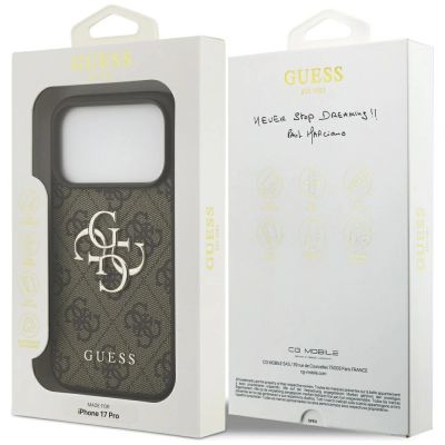 8. Etui Guess 4G Big Logo do iPhone 17 Pro - brązowe
