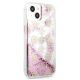 4. Etui Guess Peony Liquid Glitter na iPhone 13 mini - różowe