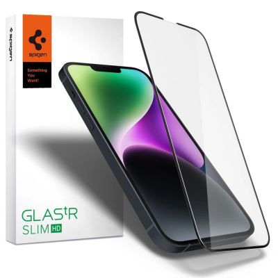 Szkło hartowane Spigen Glass FC na iPhone 13 / 13 Pro / 14 / 16e / 17e - czarne