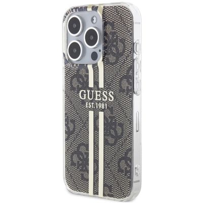 2. Etui Guess IML 4G Gold Stripe na iPhone 15 Pro - brązowe