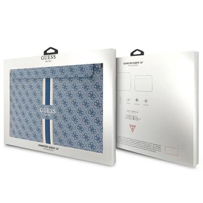 4. Pokrowiec Guess 4G Printed Stripes na laptopa 16" - niebieski