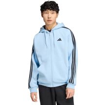 Bluza męska adidas Essentials 3-Stripes Fleece Full-Zip Hoodie błękitna KY4143