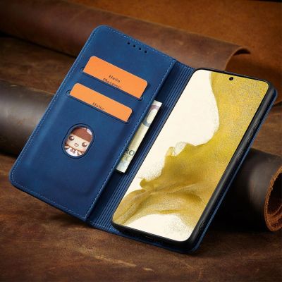 11. Magnet Fancy Case etui do Samsung Galaxy S22+ (S22 Plus) pokrowiec portfel na karty kartę podstawka niebieski