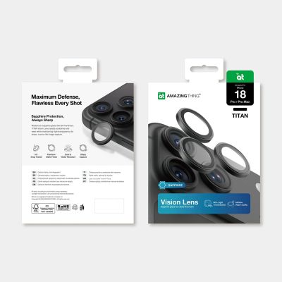 4. Szkło szafirowe na obiektyw aparatu AMAZINGTHING Titan Vision Lens Sapphire na iPhone 18 Pro / 18 Pro Max - czarne