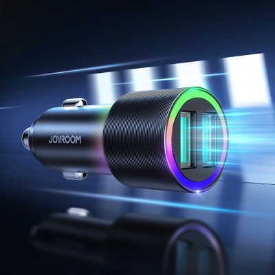 2. Joyroom samochodowa ładowarka 2 x USB z podświetleniem 24W czarny (JR-CL10)