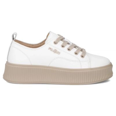 3. Skórzane półbuty sneakersy na platformie białe Filippo DP6122