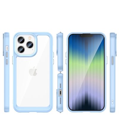 2. Outer Space Case etui iPhone 14 Pro sztywny pokrowiec z żelową ramką niebieski