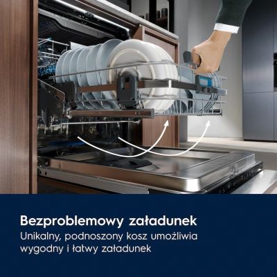 9. Zmywarka do zabudowy ELECTROLUX EEC87400W ComfortLift automatyczne otwieranie drzwi Time Beam wyświetlanie czasu klasa energetyczna C