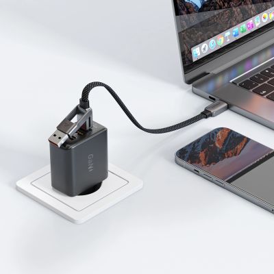 6. Kabel Acefast C13-05 USB-C - USB-A / USB-C 480Mb/s 3A 0.2m - czarny