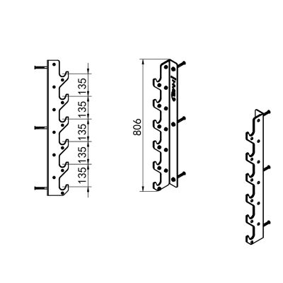 4. STR46 WIESZAK UCHWYT PRZYŚCIENNY NA GRYFY OLIMPIJSKIE COMMERCIAL HMS