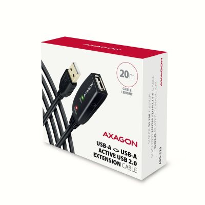 9. Kabel Axagon ADR-220 USB 2.0 A-M -> A-F active extension/repeater cable 20m Czarny