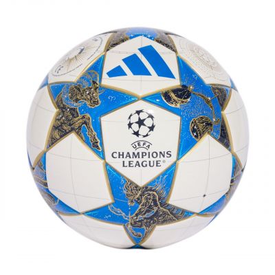 8. Piłka nożna adidas UCL Mini 25/26 League Stage biało-niebiesko-złota JP1544