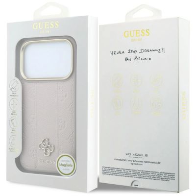 8. Etui Guess Stripe Peony 4G Logo MagSafe na iPhone 17 Pro Max / 18 Pro Max - różowe