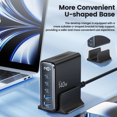 4. Stacja ładująca Tech-Protect DC140W-GAN 5-PORT PD140W/QC3.0 - czarna