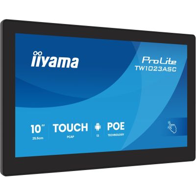 iiyama TW1023ASC-B3P signage display Kiosk 25,6 cm (10.1") Wi-Fi 385 cd/m2 WXGA Czarny Ekran dotykowy Procesor wbudowany Android 24/7