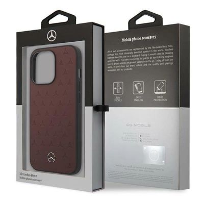 8. Etui Mercedes Leather Stars Pattern na iPhone 13 Pro / iPhone 13 - czerwone