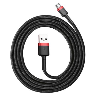 3. Kabel Baseus Cafule Cable CAMKLF-B91 USB-A / micro USB 2.4A 1 m - czarno-czerwony