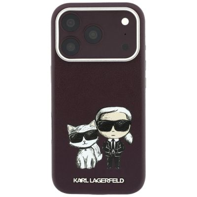 3. Etui Karl Lagerfeld Smooth Karl & Choupette Bodies Sketch MagSafe do iPhone 18 Pro / 17 Pro - burgundowe