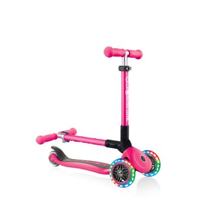 2. Hulajnoga 3-kołowa Globber Foldable Lights Fuchsia Jr 437-110