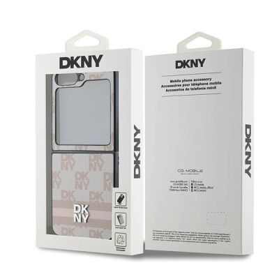 8. Etui DKNY Chequered Pattern Printed Stripes na Samsung Galaxy Z Flip 6 - różowe