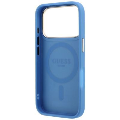 7. Etui Guess Ring Stand 360 4G Classic Logo MagSafe na iPhone 18 Pro / 17 Pro - niebieskie