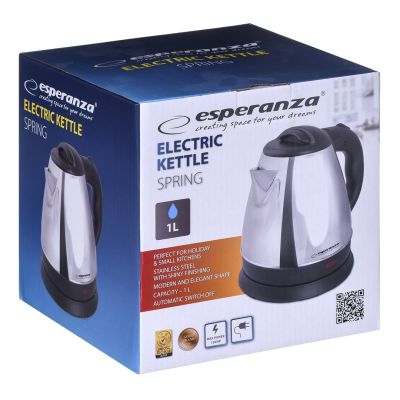 13. ESPERANZA CZAJNIK ELEKTRYCZNY SPRING 1.0 L SREBRNY EKK116S