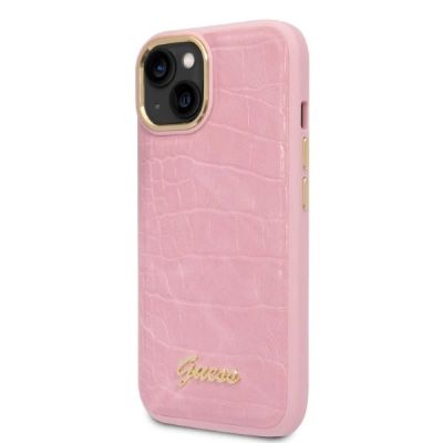 2. Etui Guess Croco Collection na iPhone 14 - różowe