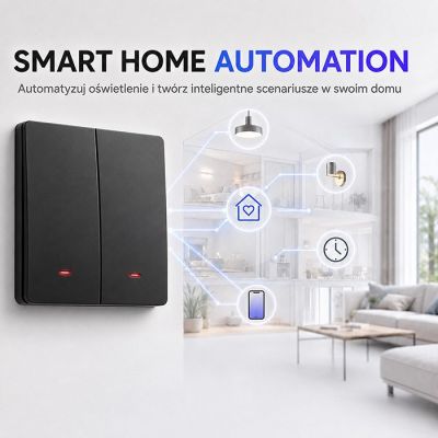 2. QOLTEC WŁĄCZNIK/WYŁĄCZNIK ŚWIATŁA | 2-KANAŁOWY | WI-FI | TIMER | TUYA | CZARNY