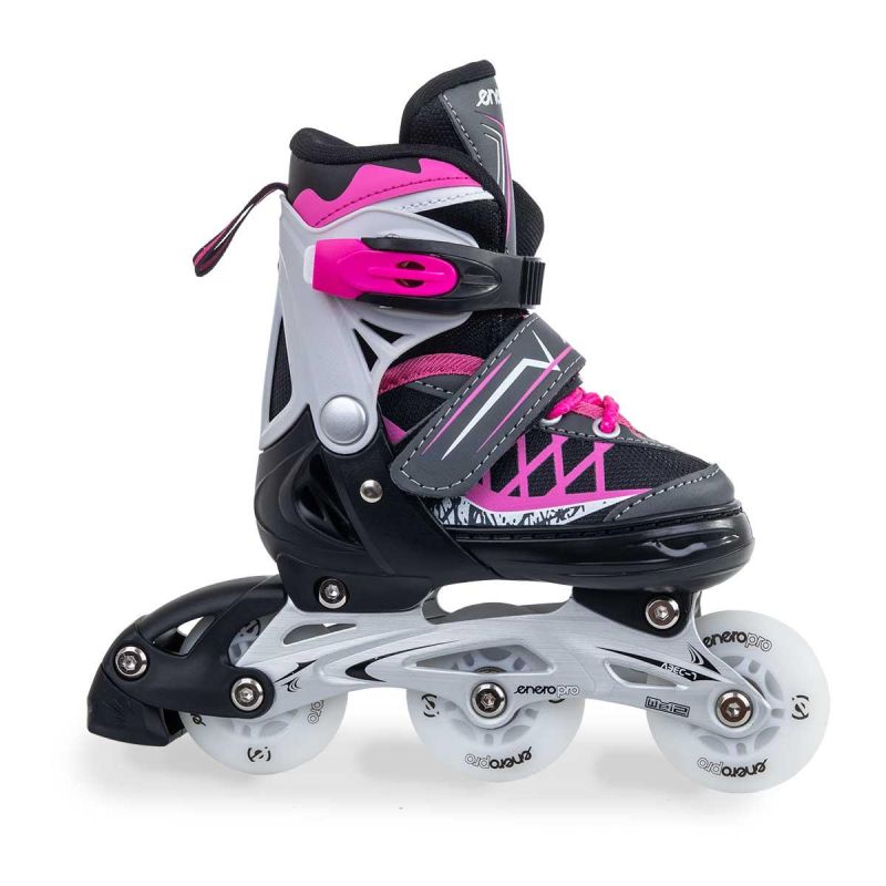 2. ŁYŻWOROLKI-WROTKI-ŁYŻWY 4W1 ENERO PRO LED 26-29 RÓŻOWO-SZARE