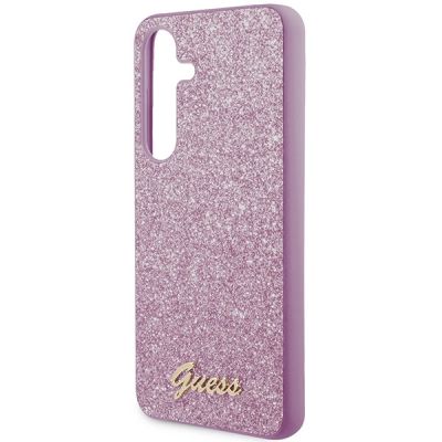 6. Etui Guess Glitter Script na Samsung Galaxy S24 - fioletowe