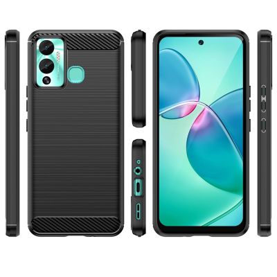 2. Carbon Case etui do Infinix Hot 12 Play NFC / Hot 12 Play elastyczny silikonowy karbonowy pokrowiec czarne