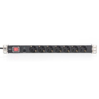 2. Digitus Listwa zasilająca PDU 19" Rack, 7x gniazdo schuko, 2.0m, 1x wtyk unischuko, 16A, wł./wył., zabezpieczenie przeciążeniowe, profil aluminiowy