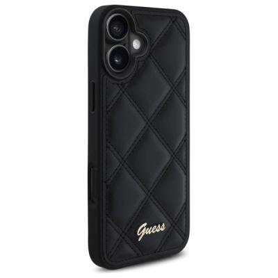 4. Etui Guess Quilted Metal Logo na iPhone 16 Plus - czarne