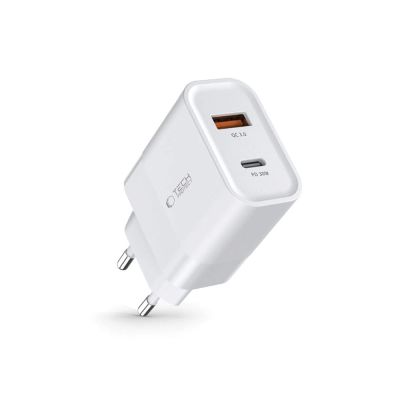 2. Ładowarka Tech-Protect C30W sieciowa USB-C PD 30W / USB-A QC 3.0 - biała