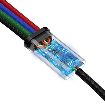 9. Baseus kabel przewód USB 4w1 2x Lightning / USB Typ C / micro USB w nylonowym oplocie 3.5A 1.2m czarny (CA1T4-A01)