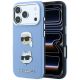 Etui Karl Lagerfeld Saffiano with Karl & Choupette Heads Pins & Logo na iPhone 18 Pro / 17 Pro - jasnoniebieskie