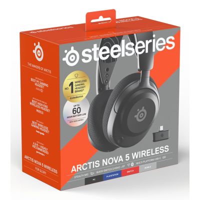 11. Seria SteelSeries | Zestaw słuchawkowy do gier | Arctis Nova 5 | Łączność Bluetooth | Nauszne | Mikrofon | Redukcja szumów | Łączność bezprzewodowa | Czarny