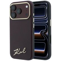 Etui Karl Lagerfeld Saffiano Small Script Metal Logo MagSafe na iPhone 17 Pro Max / 18 Pro Max - burgundowe