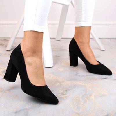 15. Czółenka na słupku zamszowe Sergio Leone W SK316A czarne 