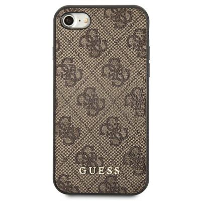 3. Etui Guess 4G Metal Gold Logo na iPhone SE 2022 / 2020 / 7 / 8 - brązowe