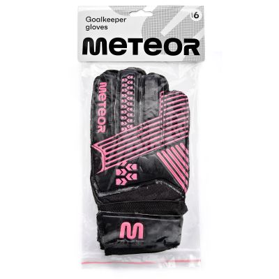 15. Rękawice bramkarskie Meteor Catch 9 czarny/różowy