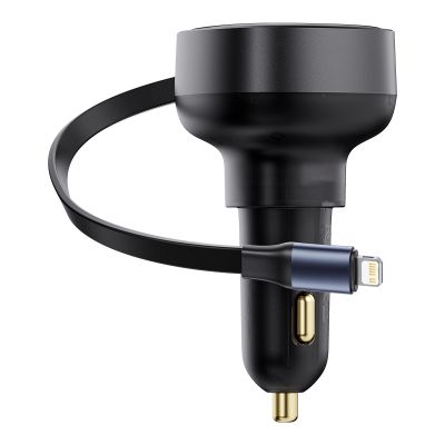 4. Ładowarka samochodowa Baseus Enjoyment Pro USB-C (żeńskie) / Lightning (męski) 60W - czarna