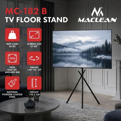 13. MACLEAN UCHWYT / STOJAK PODŁOGOWY DO TV, 37-80", MAX. VESA 600X400, MAX. 60KG, MC-182 B MC-182 B