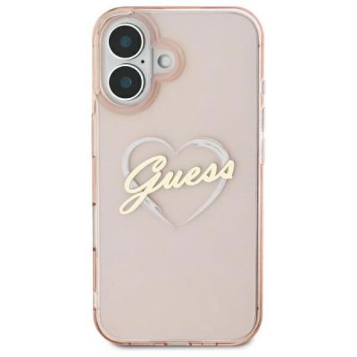 3. Etui Guess IML Heart na iPhone 16 - różowe