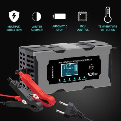 3. QOLTEC ŁADOWARKA 12V 10A | PROSTOWNIK Z FUNKCJĄ NAPRAWY DO AKUMULATORA AGM GEL LIFEPO4 | LCD